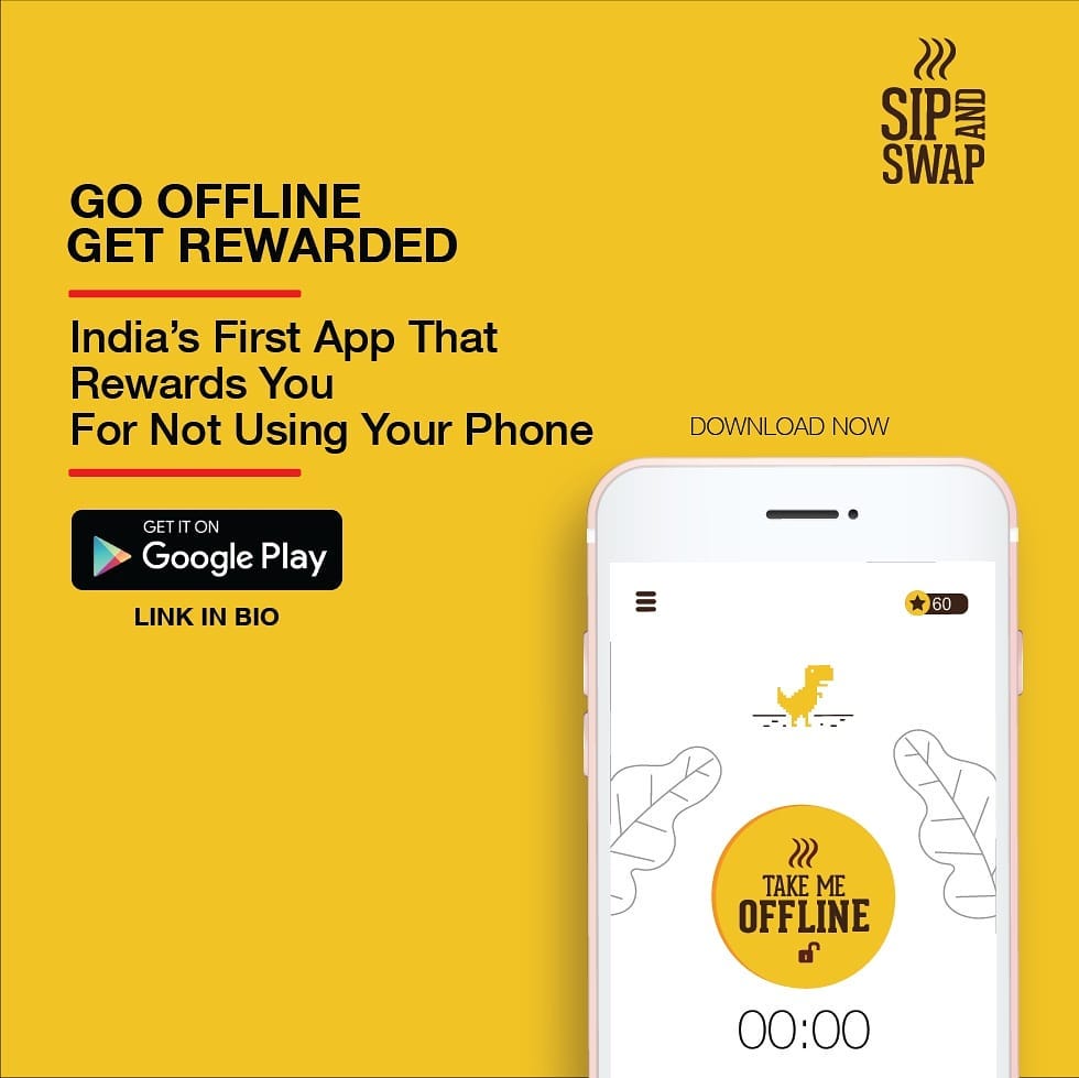 Sip and Swap app promo: Go Offline, Get Rewarded — India's first app that rewards you for not using your phone